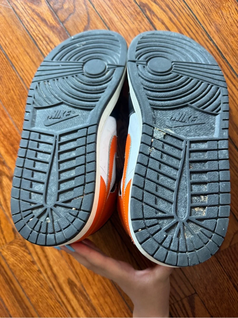 Black White and Orange High-Top Jordan 1